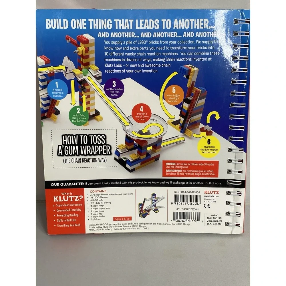 NEW Klutz Lego Chain Reactions: Design and Build Amazing Moving Machines